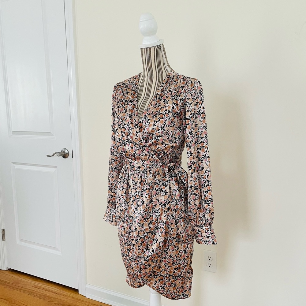 Leith Satin Floral Dress XS X-Small
